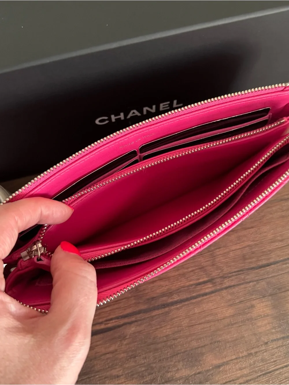 CHANEL Large Diamond Quilted Lambskin Leather Clutch